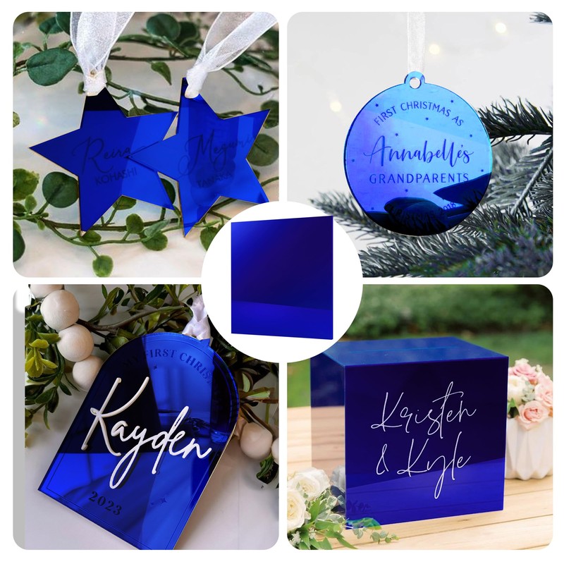 KEJJNYER 5 Pack 12x12 Inch Blue Mirrored Acrylic Sheets, 1/8