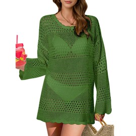 Buauty Womens Swimsuit Coverup Crochet Swimwear Bikini Bathing Suits Swim Cover Ups 2024 Summer Beach Dress Vacation Outfits