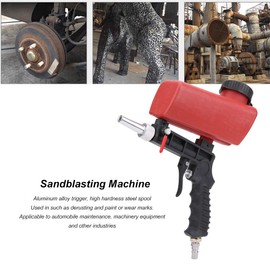 Pneumatic Sandblaster Abrasive Air Sand Blaster Gun Professional Sandblaster Blasting Machine Hand Held Feed Media Blasting Gun Kit Blasting Spray Tool with 2 Nozzles for