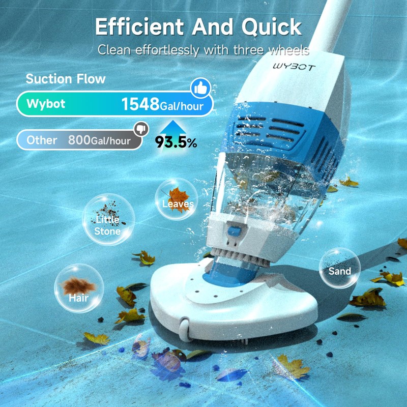 (2026 New) WYBOT Hyson 100P Handheld Pool Vacuum with Telescopic