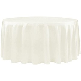 CVL 1 Pc, Lamour Satin 132" Round Tablecloth - Ivory for Wedding Or Event Decor