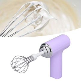 Cordless Electric Hand Mixer 3 Speed Egg Beater with 2 Whisks for Whipping Cream, Eggs & Baking (Purple)
