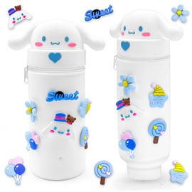 WKxinxuan Stand Up Federmäppchen, 2-in-1 Weiche Silikontasche, Kawaii Federmäppchen, Multifunktionales Wasserdichtes Mäppchen,Kreative Schreibwarentasche Süßes Schulgeschenk Für Kinder
