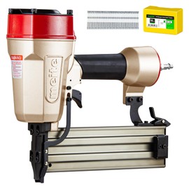 meite ST64E Concrete Nail Gun with 400PCS 14 GA 1-1/4 Inch T Nails, Heavy Duty Pneumatic Concrete T-Nailer Gun for Plywood/Decking/Furring, 100PCS Magazine, Accepts 3/4'' to 2-1/2''
