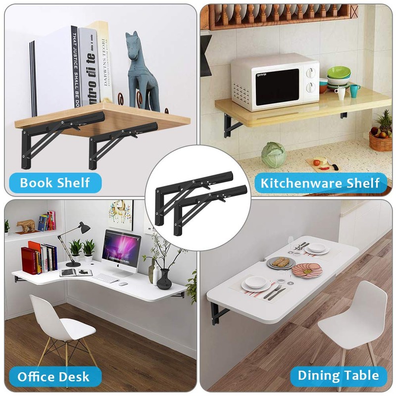 Folding Shelf Brackets 2 Pack,Heavy Duty Triangle Shelf Bracket for