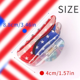 4th Of July Hair Clip Patriotic Red White Blue Hair Claw Clip American Flag Jaw Clips Strong Hold Nonslip Claw Clips for Thin Thick Hair Independence Day Hair accessory for Women Memorial Decoration