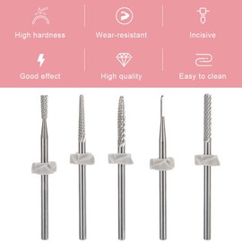 Set of 5 Drill Bits for Nail Art Tungsten Steel Grinding Head Art Exfoliation Manicure Kit Accessories Gel Polish Tool Professional Care Beauty Equipment / 네일 아트용 드릴 비트 세트 5개 텅스텐 스틸 연삭 헤드 아트 각질 제거 매니큐어 키트 액세서리 젤 폴란드 도구 전문 케어 뷰티 장비