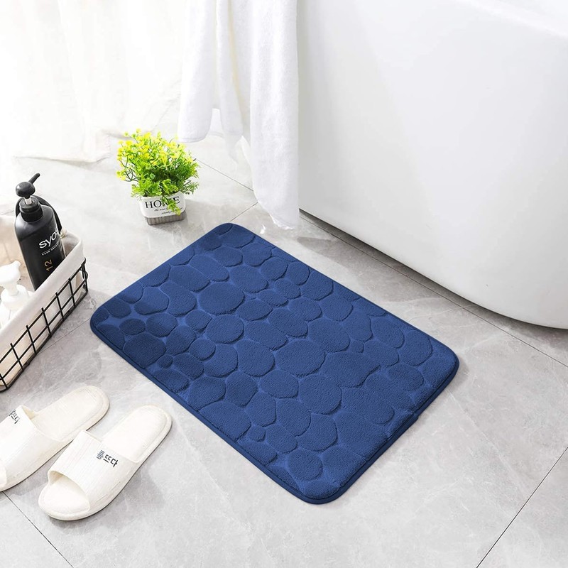 YIHOUSE Memory Foam Bath Mat Cobblestone Bathroom Rug Non Slip
