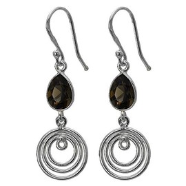 I-be, 395024/3K Faceted Smoky Quartz Gemstone Drop Earrings, 925 Silver, Total Length: 4.5 cm, in Gift Box, Sterling Silver