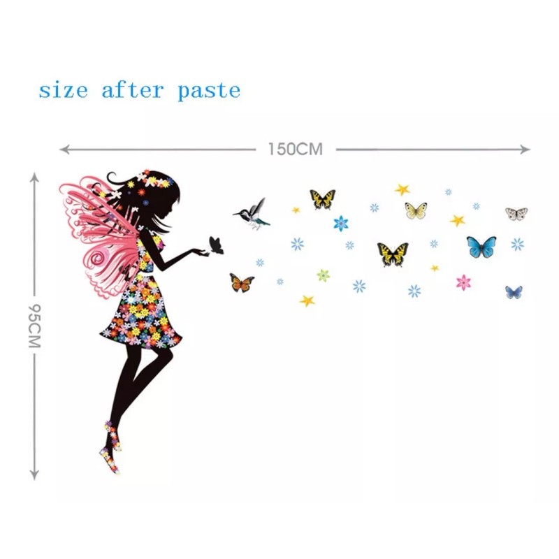 DaraBaby Hada De Pie Con Mariposas, Vinil Decorativo