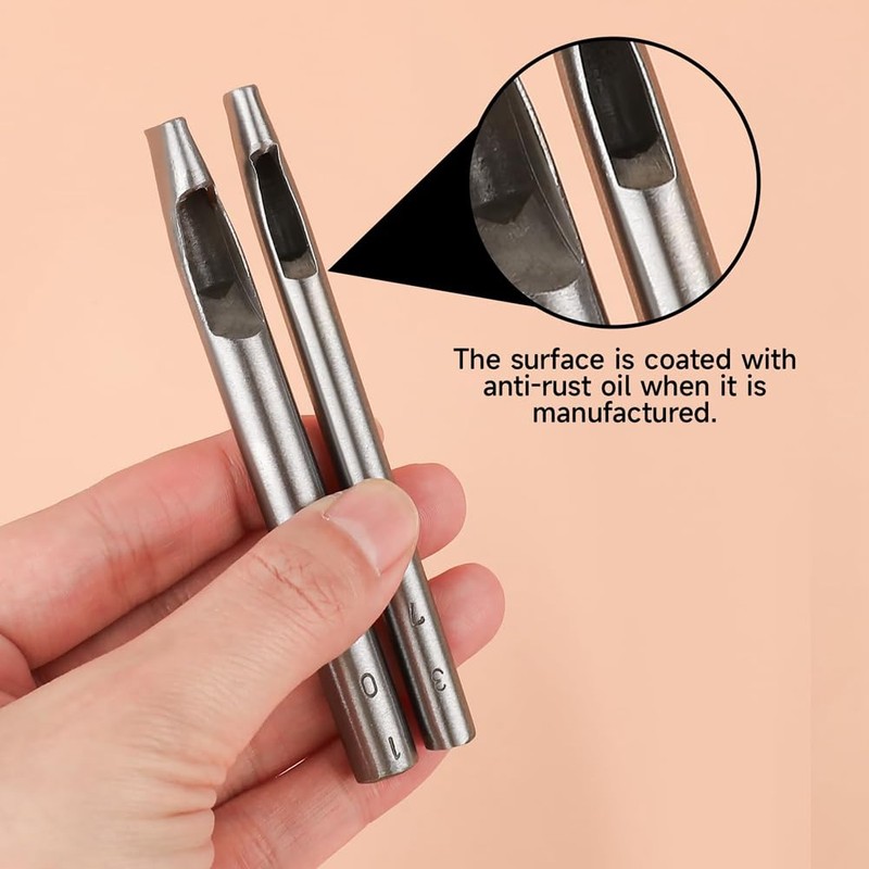 Zicojia 6 Sizes Oval Hole Punch for Leather 6mm-10mm Hollow