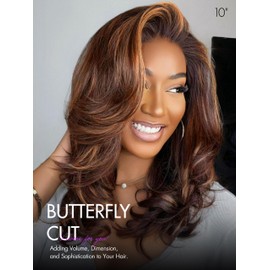 LUVME HAIR Ombre Brown Wavy Human Hair Bob Wig Layered Haircut Side Parted Wig Pre Cut Glueless HD Lace Clousre Short Wigs 8 Inch