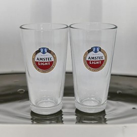 Beer Snob Barware Amstel Lite Pint Glass - Set of 4, Red