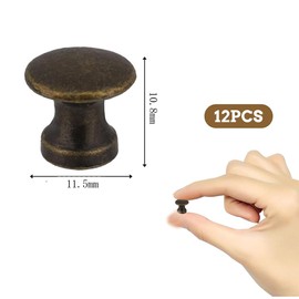 12PCS Mini Cabinet Knobs,1/2 Inch Brushed Gold Dresser Knobs,Mini Metal Pull Furniture Knobs Small Drawer Knobs Screws Jewelry Box Gift Case,Small Cabinet Knobs Gift Case, Single Hole (Qinggu Bronze)