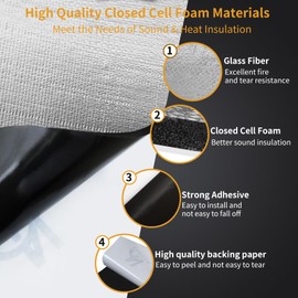 Nogevo 236mil 36sqft Car Sound Deadening Mat-Closed Cell Foam and Glass Fiber Auto Sound Deadener & Heat Insulation Material-Heat Shield Automotive for Hood Engine Roof Door and Trunk Dampening