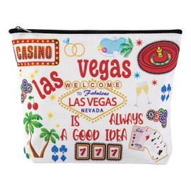 JEFBFBWE Las Vegas Souvenir Casino Makeup Bag Slot Machine Cosmetic Pouch Gambling Bag Vegas Travel Essential Casino Gifts