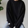 Basic Loose Fit Fleece-Lined Casual Sweatshirt Unisex Black/XL