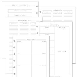 BetterNote Meal Plan Refill Pages for Disc Bound Planners, Fits Levenger Circa, TUL, Happy Planner, Staples ARC, Menu, Grocery List (6 months, 8-Disc, 5.5"x8.5")