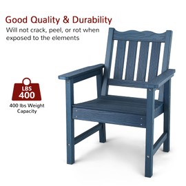 Stoog All-Weather Patio & Garden Chair, Outdoor Dining Chair with Curved Backrest, 400 lbs Support, for Backyard, Garden, Porch, Pool and Deck, Blue