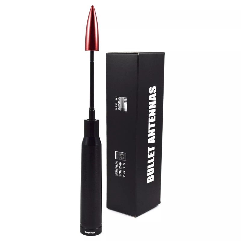 VMS RACING Anti-Theft Retractable Black 50 Caliber Red Bullet Stubby