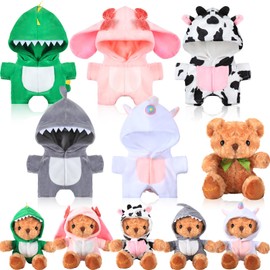 Vertintong 5 Pcs Bear Clothes with 1 Pcs Bear, Stuffed Animal Clothes Fit 6-8 Inches Plush Toy Bear Doll Clothes Small Bears Outfit Stuffed Bears Accessories Cute Bear Hoodie DIY Bear Toy