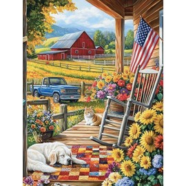 Miwixy Farm Country Life Diamond Painting Kit,Flag Diamond Art Kits for Adults,5D Full Drill Diamond Dots Paintings,Round Diamond Art Canvas for Beginners Home Wall Decor12x16inch