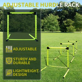 3PC Adjustable Hurdles with 3 Carring Bags, Detachable Agility Training Equipment with Scale, Football Practice Hurdle, Indoor & Outdoor Jumping Speed Hurdles for Athletes, Soccer, Basketball