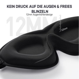 3D Sleep Mask for Men and Women, onaEz 2023 Improved Total Light Blocking Eye Mask, 12 mm Recessed Eye Colours & Increased Nose Pads, Silk Sleeping Glasses for Travel, Naps