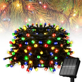 BonGu Solar Christmas Lights, 12M 100LED 8 Modes Waterproof Solar String Outdoor Light, Fairy Lights for Christmas Tree Outside Bedroom Decorations (Multicolor)
