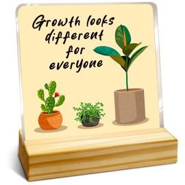 Inspirational Gift For Teen Girl Boy, Birthday Thanksgiving Christmas Gift, Acrylic Plaque With Wooden Stand Desk Decor, Growth Looks Different For Everyone Motivational Sign