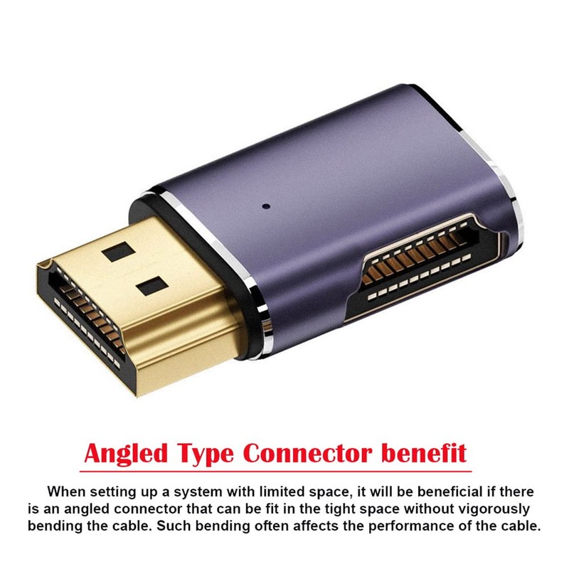 NFHK HDMI macho a HDMI 2.1 hembra, plano, horizontal, 90