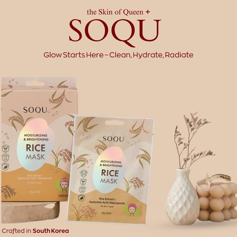 SOQU Moisturizing and Brightening Rice Mask - Hydrating and Radiance