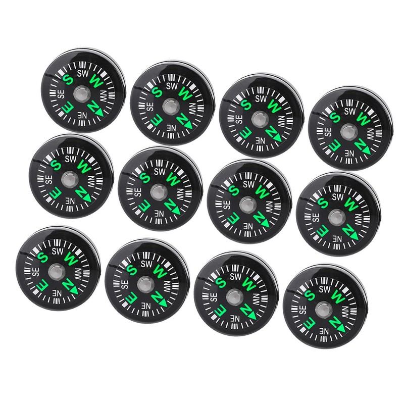 Haosie 12pcs Mini Compass, 20mm Small Compass, Hiking Accessories, Oil