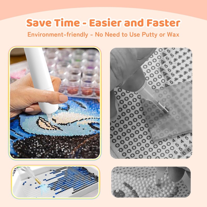 B.urHero Electric Diamond Painting Pen, Cordless Diamond Art Vacuum Pen,