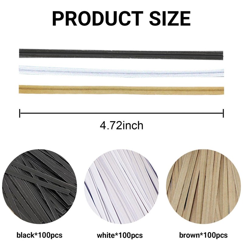 EPCDBBRT 300 Pieces Candy Twist Ties, Brown, White, Black, Iron