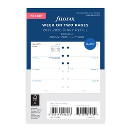 Filofax Pocket week on two pages mid year diary August 25 to July 26 26-68252