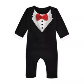 Unbranded Baby Black Tuxedo Outfit One Piece For Boys Size 6-12 Months