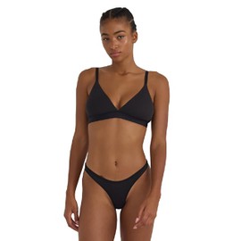 Organic Basics Women's Core Wirefree Ribbed Cotton Triangle Bralette, Black