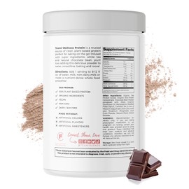 Teami Wellness Vegan Protein Powder - Organic Ingredients (14 Servings, 13.6 Ounce) Smooth Textured Chocolate Plant Based Protein Powder, Low Net Carbs, Non-GMO, Dairy Free, Soy Free, No Sugar Added