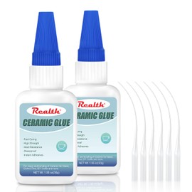 Waterproof Ceramic Glue 60g, Tile Clear Clear Glue for Porcelain and Pottery, Instant Drying Heat-Resistant Waterproof for Bonding Ceramic Dishes DIY Crafts, with Anti-Clog Cap