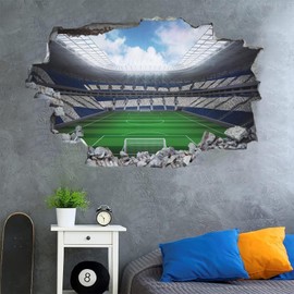 ANHUIB Wall Sticker Children's Room Football, 3D Football Wall Sticker, Breakthrough Wall Sticker Boys, Football Arena Wall Sticker Teenager's Room Boy, Wall Sticker for Bedroom Decoration, Football
