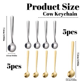 10 PCS Mini Spoon, 7.5 CM Tiny Stainless Steel Spoons, Dessert Spoons, Small Condiment Spoons for Jars, Small Spoons for Salt, Sugar, Honey, Coffee, Dessert, Spices