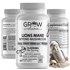 Organic Lion's Mane Mushroom Supplement (1000 mg) - 120 Capsules