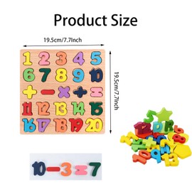 Montessori Wooden Puzzles for Kids, 3pcs Wood Alphabets Numbers and Shapes Preschool Learning Educational Puzzle Board Toys Birthday Gifts for Boys Girls Ages 3 4 5 6 Year Old