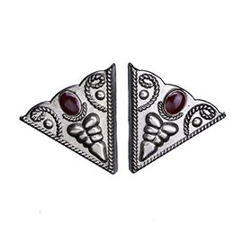 Piratenladen Collar Tips Arrowhead Triangle Antique Silver Red Stone Corners (1pc)
