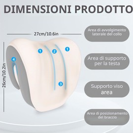 PYserne Supporto cervicale per poltrona, sedia da ufficio, cuscino cervicale, cuscino elastico in memory foam, per sedie da scrivania, sedia girevole da viaggio, colore crema