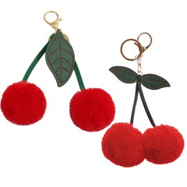 Aswewamt 2Pcs Cute Cherry Keyring, Cute Keychain Cherry Keyring Key Charm for Birthday Friend Teacher Girlfriend, Red
