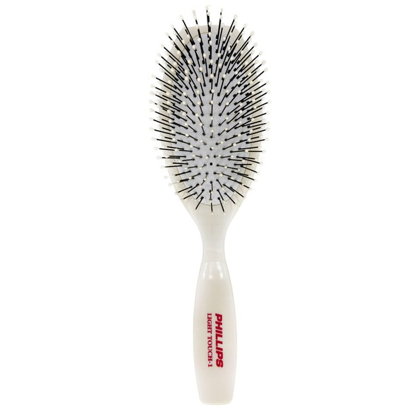 Phillips Brush Co Light Touch 1 Oval Cushioned Brush with Ball Tipped Nylon Bristles, Contoured Handle