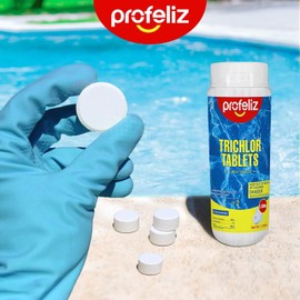 PROFELIZ Stabilized Chlorine Tablets 1 Inch for Swimming Pools,Hot Tub & Spa,Kills Bacteria and Stops Algae,Slow Dissolving,Perfect for Small Pools,1.35 lb