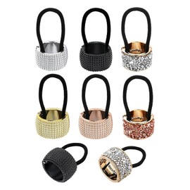 Elasitc Hair Ties for Women Girls Hair Cuffs Ponytail Holder Metal Hair Accessories Hair Bobbles Hair Rope Ponytail Holder Clip for Women, Girls, Pack of 6